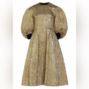 Simone Rocha Metallic Cloque Puff-Sleeve Fitted
